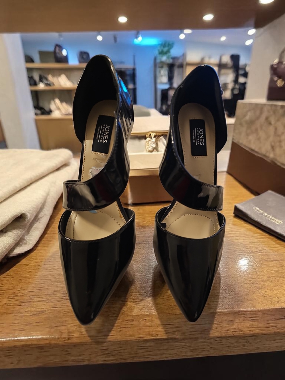 Jones New York Black Patent Mary Jane Pointed Heels
